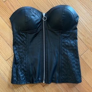Black faux leather corset sz small